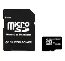 Карта памяти microSD 16Gb Silicon Power Class 10 + адаптер (SP016GBSTH010V10-SP)