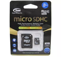 Карта памяти microSD 8Gb Team (TUSDH8GCL1003) + SD адаптер