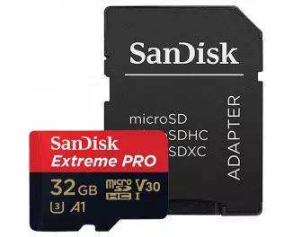 Карта памяти microSD 32Gb SanDisk Extreme Pro V30 A1 (SDSQUNC-032G-GN6MA) + SD адаптер