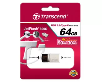 Флешка USB Type-C 64Gb Transcend JetFlash 890 Silver (TS64GJF890S)