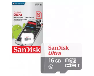 Карта памяти microSD 16Gb SanDisk Ultra (SDSQUNS-016G-GN3MN)