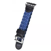 Кожаный ремешок для Apple Watch 38/40 mm Weave Buckle /Blue