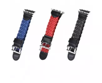 Кожаный ремешок для Apple Watch 38/40 mm Weave Buckle /Blue