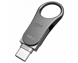 Флешка USB Type-C 64Gb Silicon Power Mobile C80 Silver (SP064GBUC3C80V1S)
