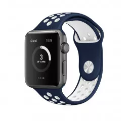 Силиконовый ремешок для Apple Watch 38/40 mm Sport Nike+ /Midnight Blue&White