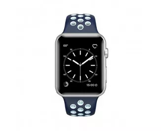 Силиконовый ремешок для Apple Watch 38/40 mm Sport Nike+ /Midnight Blue&White