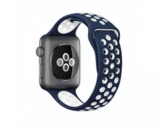 Силиконовый ремешок для Apple Watch 38/40 mm Sport Nike+ /Midnight Blue&White