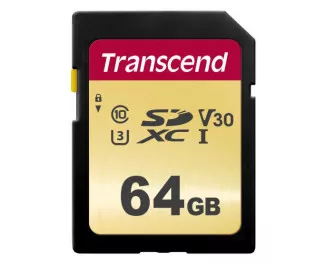 Карта памяти SD 64Gb Transcend UHS-I 500S (TS64GSDC500S)