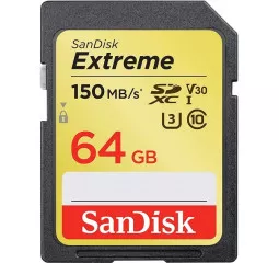 Карта памяти SD 64Gb SanDisk Extreme Class 10 UHS-I U3 V30 A1 (SDSDXV6-064G-GNCIN)
