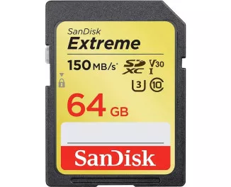 Карта памяти SD 64Gb SanDisk Extreme Class 10 UHS-I U3 V30 A1 (SDSDXV6-064G-GNCIN)
