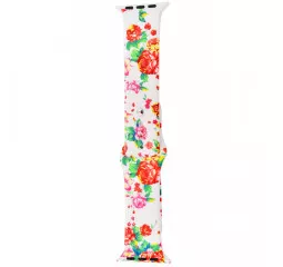 Силиконовый ремешок для Apple Watch 42/44 mm Sport Band Print White&flowers