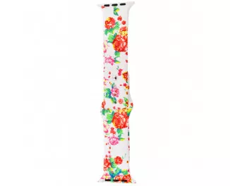Силиконовый ремешок для Apple Watch 42/44 mm Sport Band Print White&flowers