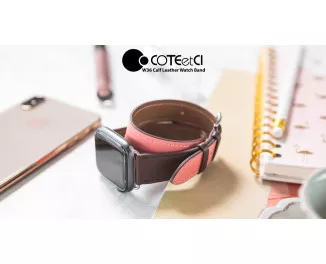Кожаный ремешок для Apple Watch 38/40 mm COTEetCI W36 Long Fashion /Bordeaux, Rose Extreme with Rose Azalee (WH5261-40-BRR)