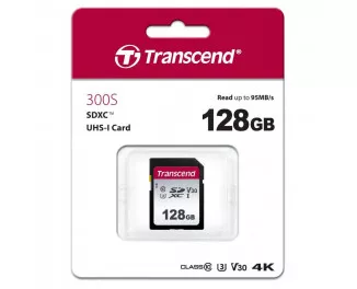 Карта памяти SD 128Gb Transcend class 10 UHS-I U3 V30 (TS128GSDC300S)