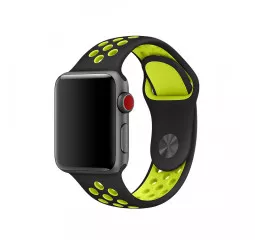Силиконовый ремешок для Apple Watch 38/40 mm Nike Sport Band /Black&Volt