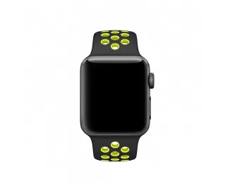 Силиконовый ремешок для Apple Watch 38/40 mm Nike Sport Band /Black&Volt