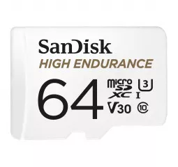 Карта памяти microSD 64Gb SanDisk High Endurance C10 UHS-I U3 V30 (SDSQQNR-064G-GN6IA)