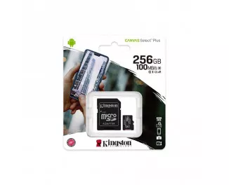 Карта памяти microSD 256Gb Kingston Canvas Select Plus UHS-I/U3 Class 10 + SD-адаптер (SDCS2/256GB)