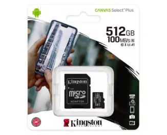 Карта памяти microSD 512Gb Kingston Canvas Select Plus class 10 A1 (SDCS2/512GB)