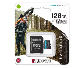 Карта памяти microSD 128Gb Kingston Canvas Go Plus C10 UHS-I U3 A2 + SD адаптер (SDCG3/128GB)