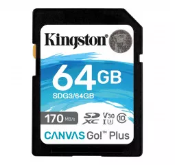 Карта памяти SD 64Gb Kingston Canvas Go Plus C10 UHS-I U3 (SDG3/64GB)