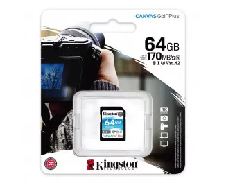 Карта памяти SD 64Gb Kingston Canvas Go Plus C10 UHS-I U3 (SDG3/64GB)