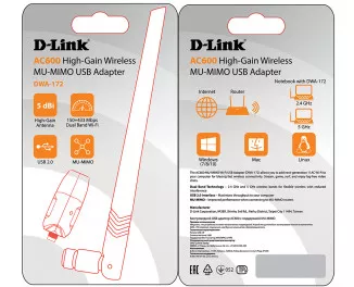 Wi-Fi адаптер D-link DWA-172 (AC600)
