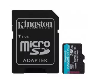 Карта памяти microSD 256Gb Kingston Canvas Go Plus class 10 UHS-I U3 A2 + SD-адаптер (SDCG3/256GB)