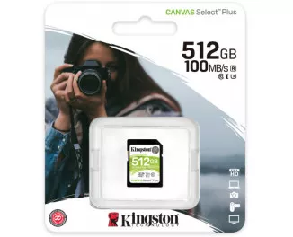 Карта памяти SD 512Gb Kingston Canvas Select Plus Class 10 UHS-I U3 (SDS2/512GB)