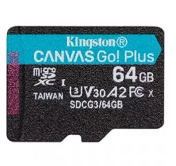 Карта памяти microSD 64Gb Kingston Canvas Go Plus class 10 UHS-I U3 A2 (SDCG3/64GBSP)