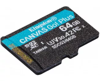 Карта памяти microSD 64Gb Kingston Canvas Go Plus class 10 UHS-I U3 A2 (SDCG3/64GBSP)