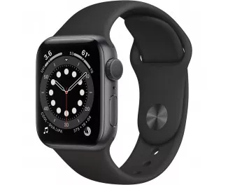 Смарт-часы Apple Watch Series 6 GPS 40mm Space Gray Aluminum Case with Black Sport Band (MG133)