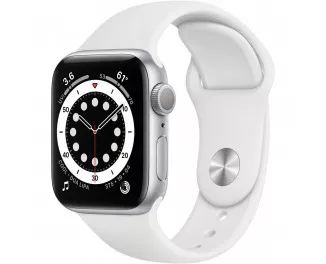 Смарт-часы Apple Watch Series 6 GPS 44mm Silver Aluminum Case with White Sport Band (M00D3)