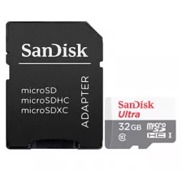 Карта памяти microSD 32Gb SanDisk Ultra Light Class 10 + SD адаптер (SDSQUNR-032G-GN3MA)