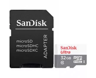 Карта памяти microSD 32Gb SanDisk Ultra Light Class 10 + SD адаптер (SDSQUNR-032G-GN3MA)