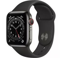 Смарт-часы Apple Watch Series 6 GPS + Cellular 40mm Graphite Stainless Steel Case with Black Sport Band (M02Y3 | M06X3)