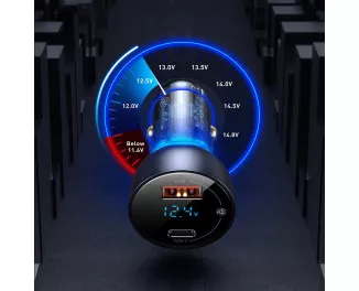 Автомобильное зарядное устройство Baseus Particular Digital Display PPS Dual Quick Charger 65W (CCKX-C0A) Silver