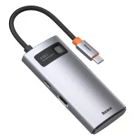 Адаптер USB Type-C > Hub  Baseus Metal Gleam Multi-functional 4-in-1 (PD, USB, HDMI) (CAHUB-CY0G) Gray