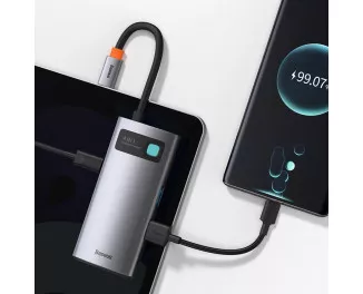 Адаптер USB Type-C > Hub  Baseus Metal Gleam Multi-functional 4-in-1 (PD, USB, HDMI) (CAHUB-CY0G) Gray