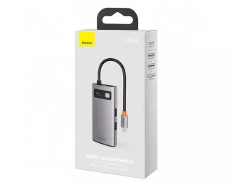 Адаптер USB Type-C > Hub  Baseus Metal Gleam Multi-functional 4-in-1 (PD, USB, HDMI) (CAHUB-CY0G) Gray
