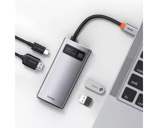 Адаптер USB Type-C > Hub  Baseus Metal Gleam Multi-functional 4-in-1 (PD, USB, HDMI) (CAHUB-CY0G) Gray