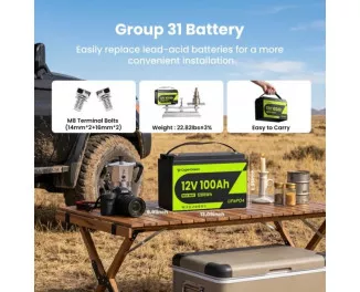 Аккумулятор для ИБП/инвертора CyperOcean LiFePO4 12V 100Ah + BMS (CO12V100AH100)
