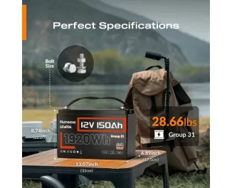 Аккумулятор для ИБП/инвертора Humsienk 150Ah LiFePO4 12V (HS12V150AH110)