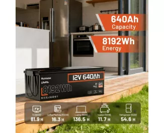 Аккумулятор для ИБП/инвертора Humsienk LiFePO4 12V 640Ah Bluetooth (HS12V640AH250BT)