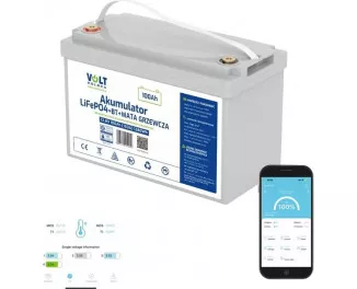 Аккумулятор для ИБП/инвертора Volt Polska LiFePO4 12V 100AH 150A + BMS + Bluetooth (6AKLI10M12)