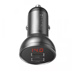 Автомобильное зарядное устройство Baseus Digital Display Dual USB 4.8A 24W (CCBX-0G) Gray 