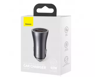 Автомобильное зарядное устройство Baseus Golden Contactor Max Dual Fast Charger Car Charger U+C 60W (CGJM000113) Dark Gray