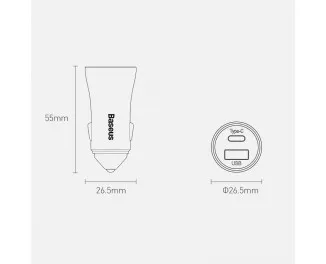 Автомобильное зарядное устройство Baseus Golden Contactor Pro Dual Quick Charger U+С 40W (PD 3.0 QC 4.0) (CCJD-0G) Gray
