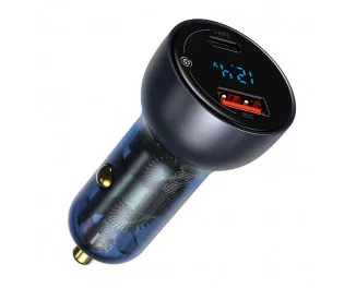 Автомобильное зарядное устройство Baseus Particular Digital Display PPS Dual Quick Charger 65W Suit (with Cable Type-C to Type-C) (TZCCKX-0G) Gray