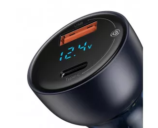 Автомобильное зарядное устройство Baseus Particular Digital Display PPS Dual Quick Charger 65W Suit (with Cable Type-C to Type-C) (TZCCKX-0G) Gray